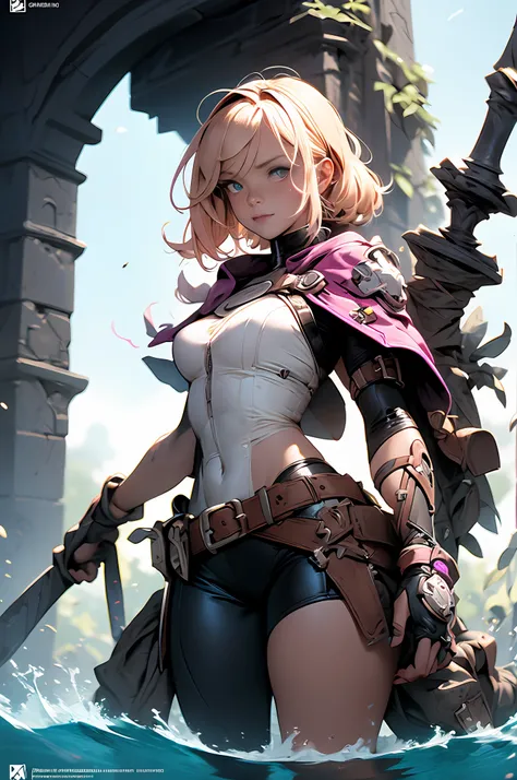 Gwenpool, colosseum,cybe,tattoo,without clothes,savage,small bust,Machine hands,shoulder length messy hair no clothing,detailed beautiful face,detailed beautiful eyes,shieid,happy, smail, super detailed skin,(Beautiful slender style anime girl), hyperdetai...