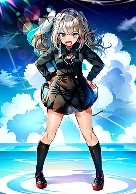 anime girl in a school uniform posing for a picture, kantai collection style, anime moe art style, anime full body illustration,...