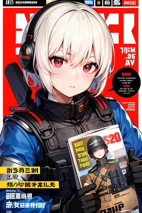 masterpiece , a girl, ( lite white short hair:1.2), (red eyes:1.2), (russian military uniform:1.2), (looks at the viewer:1.2) , ...