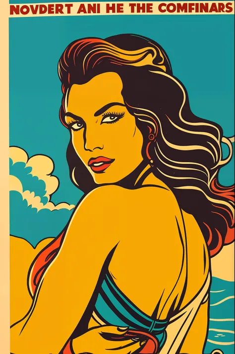 surfer girl portrait 1950 poster style