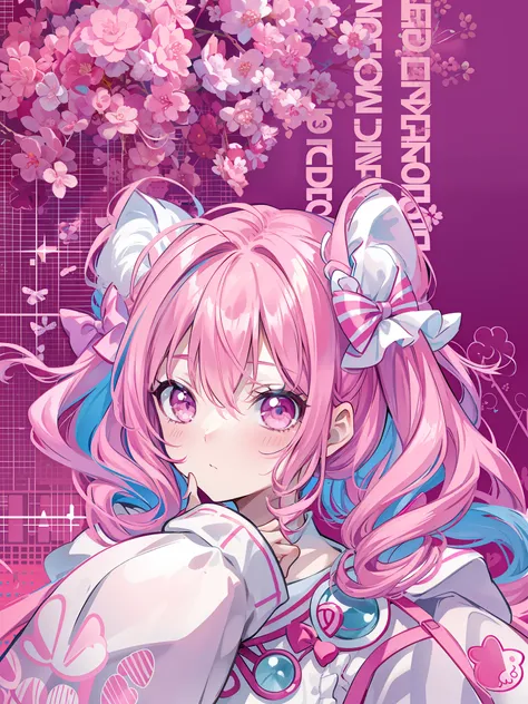 There is a doll with pink hair and white hair in a white coat, ulzzangs, kawaii hair style, pink twintail hair and cyan eyes, kawaii hair style, cute girl with short pink hair, pale red, pink hair covered with hairpins, wearing pink hair bow, pink and red ...