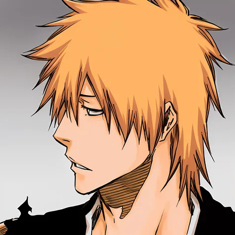 imagem de anime de um homem com uma gravata e um gato, ichigo kurosaki, bleach manga style, ichigo, laranja - menino anime cabel...