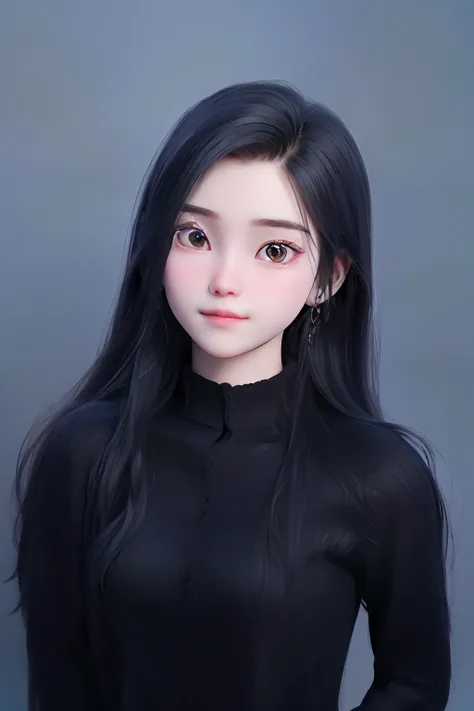 close-up of a woman with long black hair in a black sweater, xintong chen, xision wu, li zixin, wenfei ye, zhang wanting, headsh...