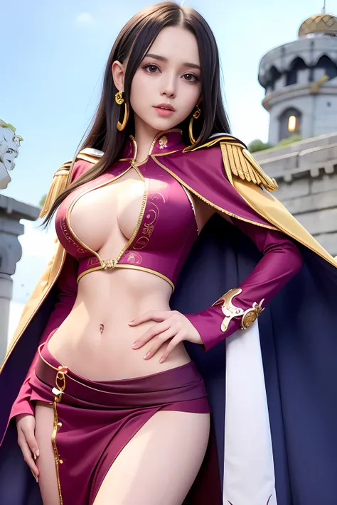 nvdiboya,skull_snake,cape, crop top, epaulettes, midriff, groin,light smile,sexy,best quality