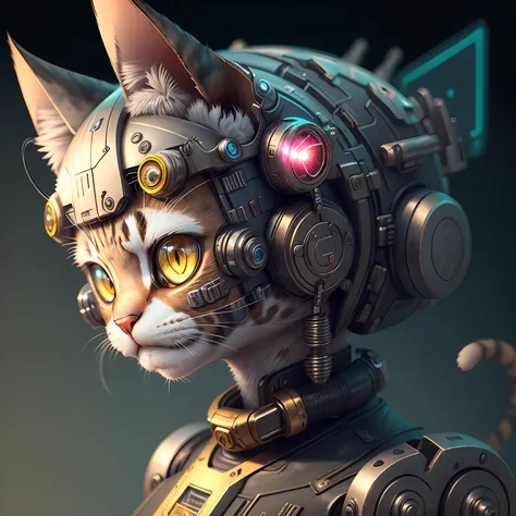 cat, cyborg, cute