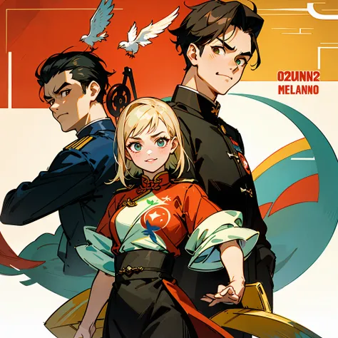 Nobara , jujutsu kaisen, itadori, megumi fushiguro,(Obra-prima), (Melhor Qualidade), (Detalhes Requintados), Cartaz de Propaganda, China-style, Lente Grande Angular, Um Grupo de Pessoas, Soldados Chineses, Uniformes Militares Chineses, Seios Pequenos, Sorr...