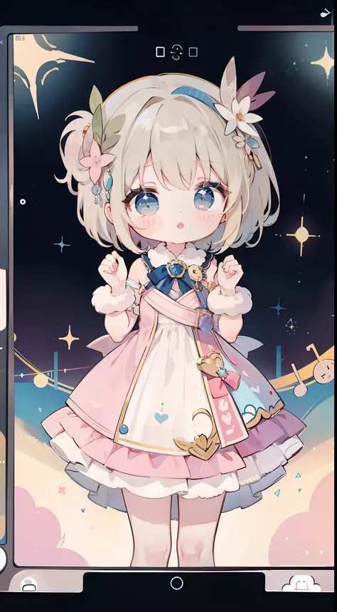 Chibi、Mini、effect、cute little、Idol costumes、Music Background、masterpiece、Top image quality、top-quality、