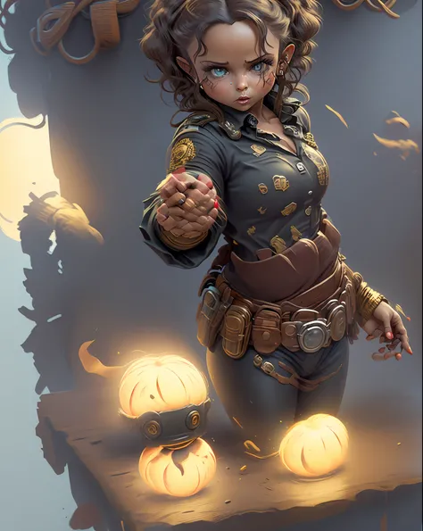 🤠👻🤖🎒Chibi style illustration with an extremely sexy and adorable woman,con un toque atrevido.