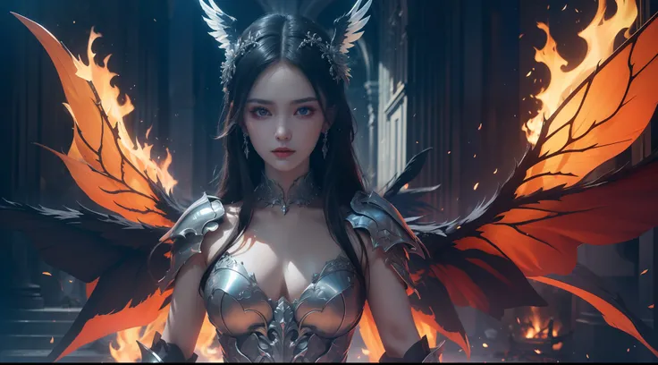 (Extremely detailed Cg Unity 8K wallpaper,Masterpiece, Best quality, Ultra-detailed, Beautiful detailed eyes:1.2),Best illumination, (Best shadow, An extremely delicate and beautiful, full bloom),
1girll,Solo,Large breasts,Heavy armor,Long hair,holdingswor...