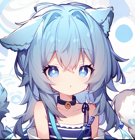 Draw a girl with a dogs tail and a dress, Cute anime dog girl, Dog woman, Anime Dog Girl, Cute!! tchibi!!! Dog woman, Dog girl, thick lineart, nekomimi, Blue Dog Girl, DDLC, small curvaceous loli, linear art, Simple lines of art, flat anime style shading, ...