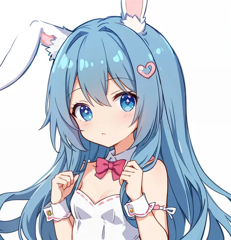 Draw a girl in a dress with a rabbit tail and rabbit ears, Cute anime dog girl, Bunny Girl, Anime Bunny Girl, Cute!! tchibi!!! Bunny Girl, Bunny Girl, thick lineart, nekomimi, Blue Rabbit, DDLC, small curvaceous loli, linear art, Simple lines of art, flat ...
