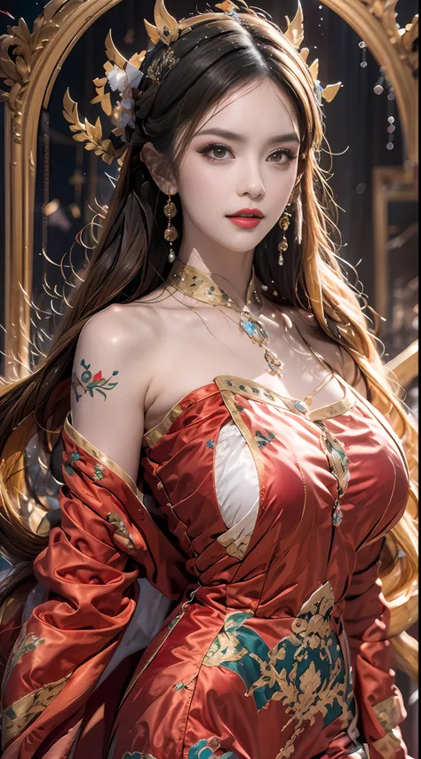 portrait of a young 20-year-old saint, a saint with a beautiful and super cute face,wearing a very thin and sexy ao dai, beautif...