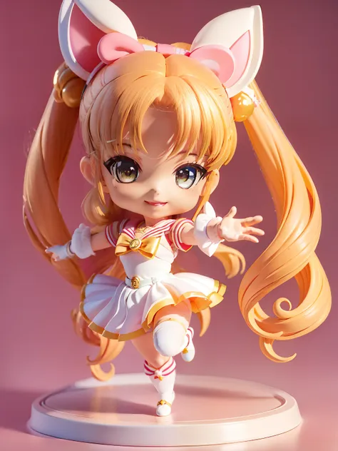 1girl in、nendoroid、figurine、from sailor moon、tsukino usagi、cute smile、dynamic movements、