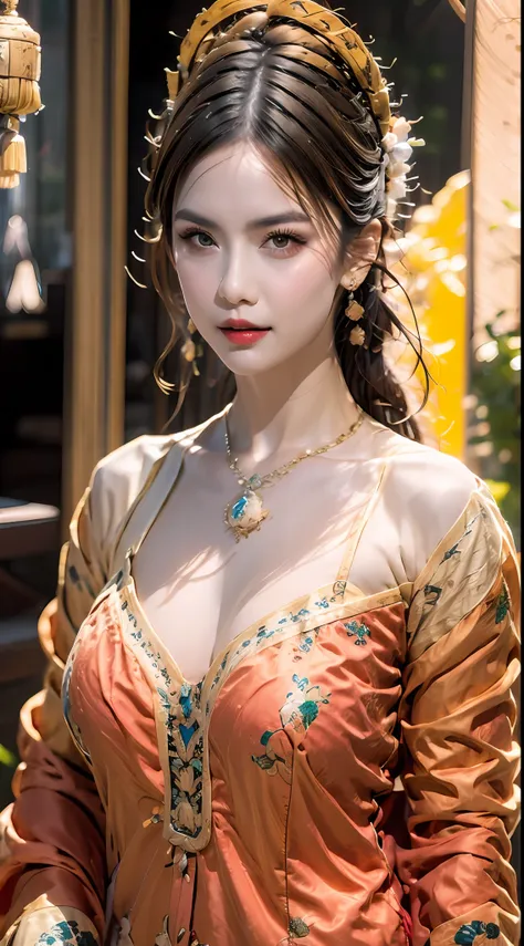 portrait of a young 20-year-old saint, a saint with a beautiful and super cute face,wearing a very thin and sexy ao dai, beautif...