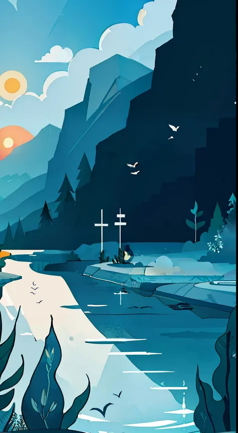 hi can you make a cutting paper building layer that consist of 5 minimal layer, with a visual sun, clouds, and so many plants , And mountain the sunlight reflects on the water such a peaceful visual than you know that you are free and you are protected. i...