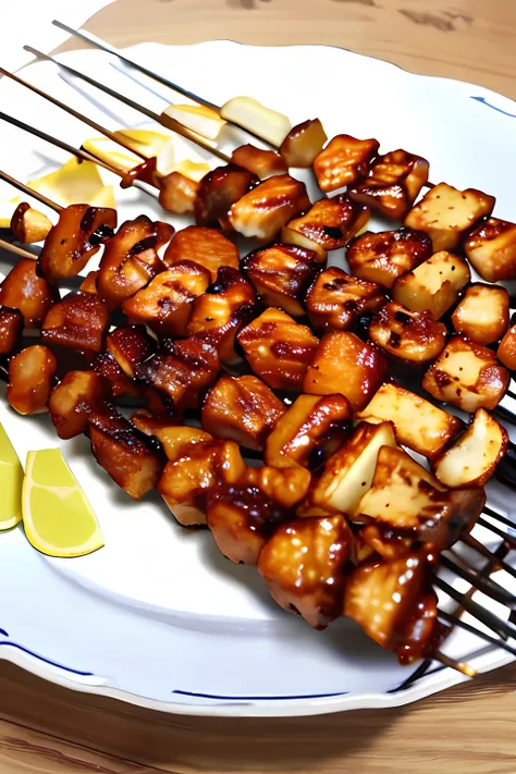 tmasterpiece，high high quality，best quality at best，skewers，foodphoto