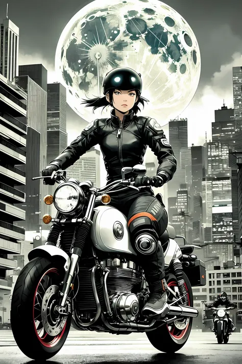 best quality, masterpiece, photo, 4k, photorealistic,
1girl riding motobike, techwear, cyberpunk city, solo, futuristic, huge mo...