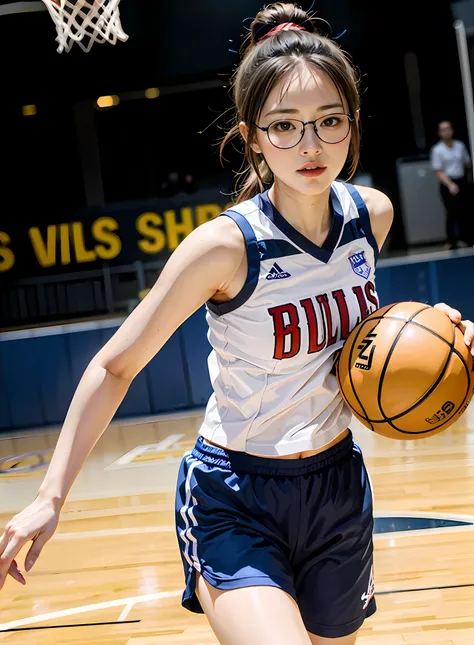 allafard women's basketball player dribbling on the court, wearing basketball jersey, shot on nikon z9, shot on sony a 7 iii, ch...