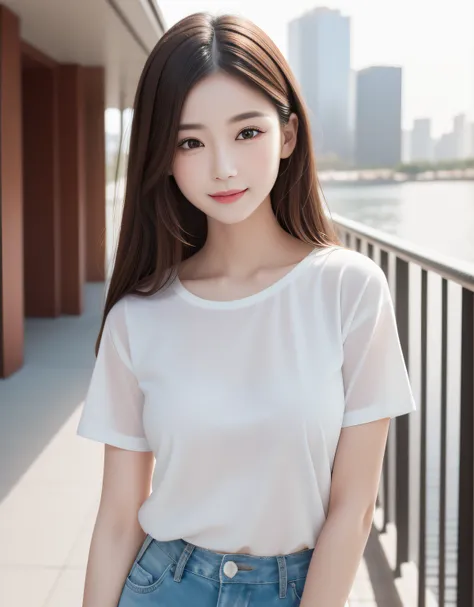 best quality, white skin, real human skin, (detailed fac), oval face, pores, ultra high res, (8k, RAW photo, photorealistic:1.4), 1girl, slim, (looking at viewer with a serene and goddess-like happiness:1.2), ( lipgloss, eyelashes, gloss-face, best quality...