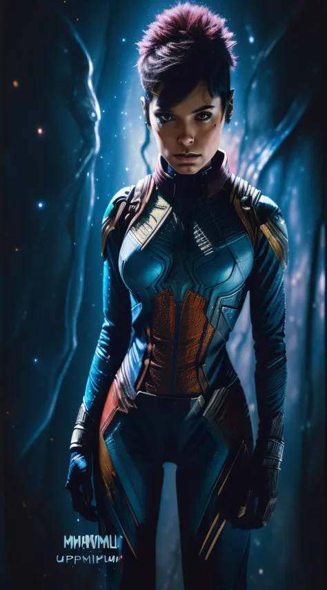 linda mulher, (((inspirada em nebula (marvel cinematic universe))), roupas de alien, ((autorretrato frontal)), 8k uhd, dslr, gra...