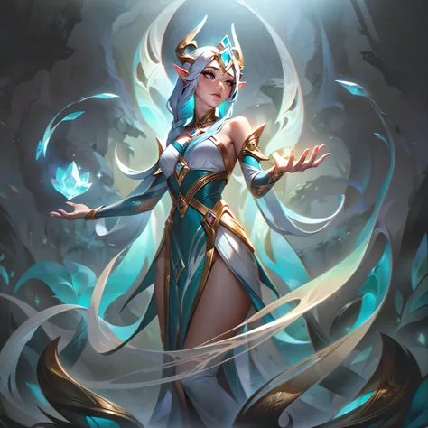 ((melhor qualidade)), ((obra-prima)), (detalhado: 1.4), ....3d, in the splash art of the base skin, ekyzia, the devotee of aelri...