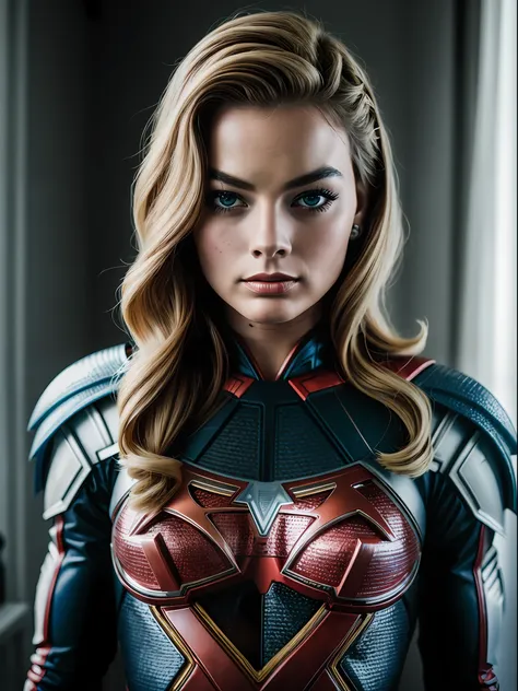 ((arlequina da dc comics)), inspirada em margot robbie, auto retrato hiper-realista, 8k uhd, dslr, grain of film, pintura fotorr...