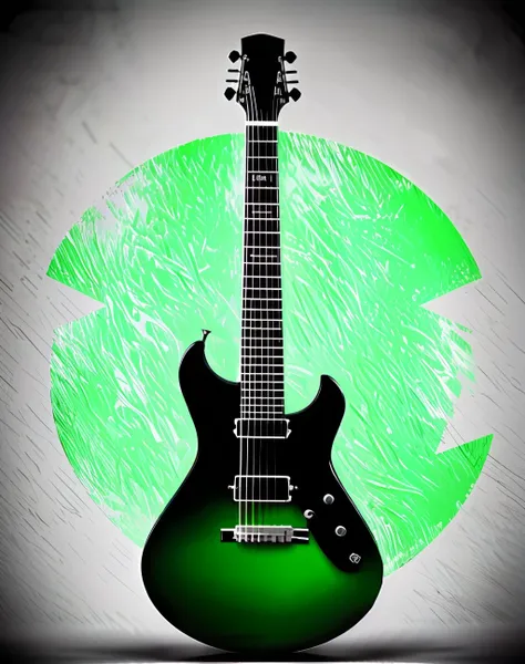 crie um logotipo de marca com uma guitarra vetorizada com o nome charles deville e fundo verde