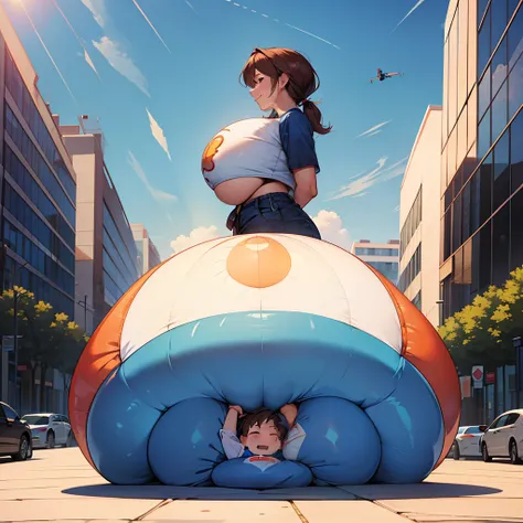 Mother turns inflatable object at the request of the son and the son is happy, But the mothers body had a side effect after her sons compliment began to feel his body inflating and growing began to get shocked