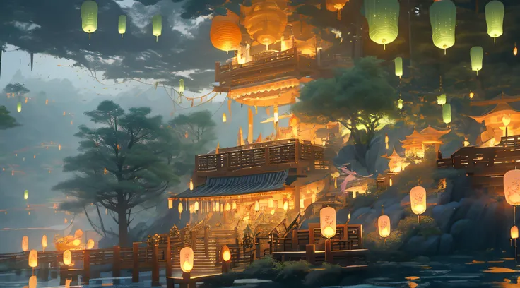 That light is the lamp。Such as tens of millions of fish swimming across the river and sea,Countless lanterns slowly rose from the top of the mountain。
.
They sparkle in the darkness of the night,Shine brightly。Like a floating soul,The most magnificent dre...