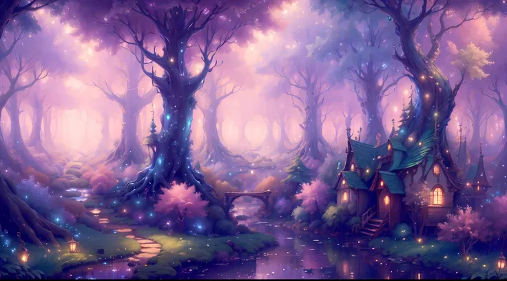 fairytaleai  masterpiece, trending, 8k  a magical forest filled with towering trees and sparkling stream