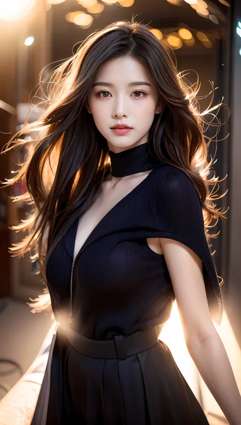 18 years old girls，perfect face and，cute clothing，slim and slender physique。the skin has detailed and highly detailed eyes（1.1 e...