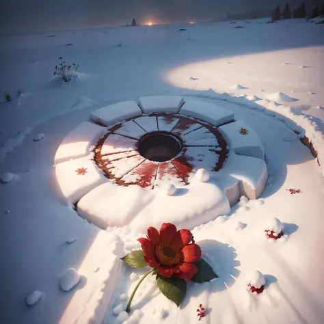 an flowers，wilt，On the snow，rays of sunshine，Blood