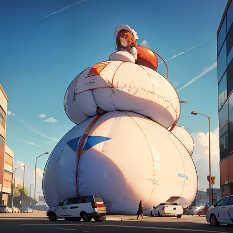 Mother turns into an inflatable object at the request of the child and the mothers body begins to inflate and grow fast