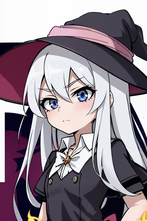 Chica de anime con cabello blanco con un sombrero negro y un vestido negro, Academia de brujas, Chica bruja, Estilo anime 2D, Marisa Kirisame, Retrato de una joven bruja, coqueto anime bruja casting magia, Bruja, Bruja brillante, Estilo de arte, en un esti...