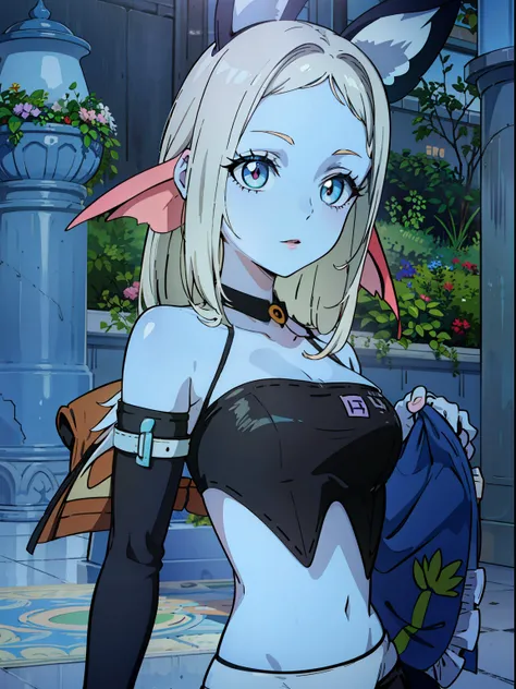 8K, high definition, animation, married woman, beautiful, small face, beautiful, bright, eye highlights, sexy, erotic, beautiful line drawing.
Light blue skin, orange ears, fins, bunny girl, bunny suit, net tights on legs,