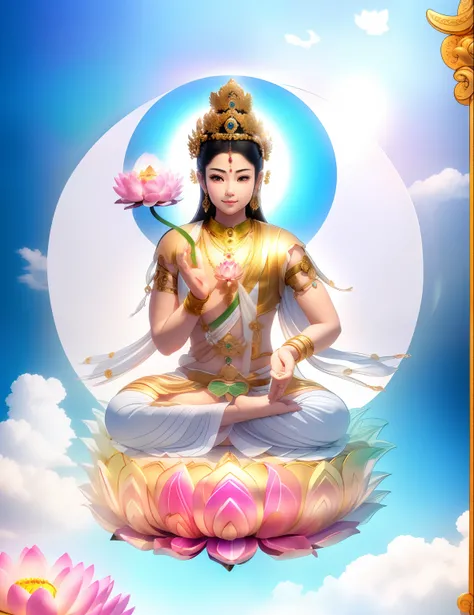 There is a beautiful goddess in the void,Young teenage girl,Goddess in white,Long curved eyebrows,Beautiful eyes sparkle,Big eyes of the water spirit,Clear pupils have reflected light,二重まぶた,The plump and rosy lips are visible,Bai Runs face flushed,Fair ski...