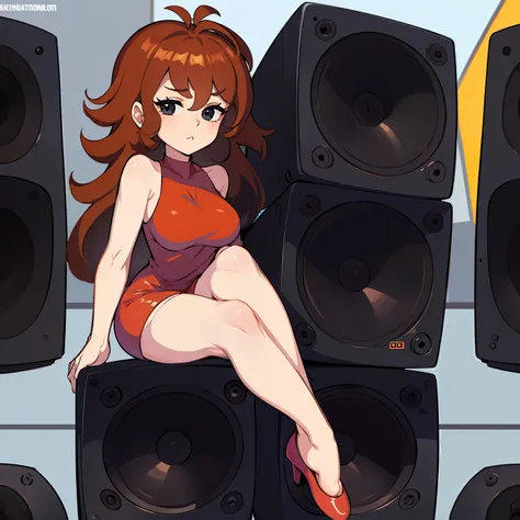 girlfriend, sitting on speaker