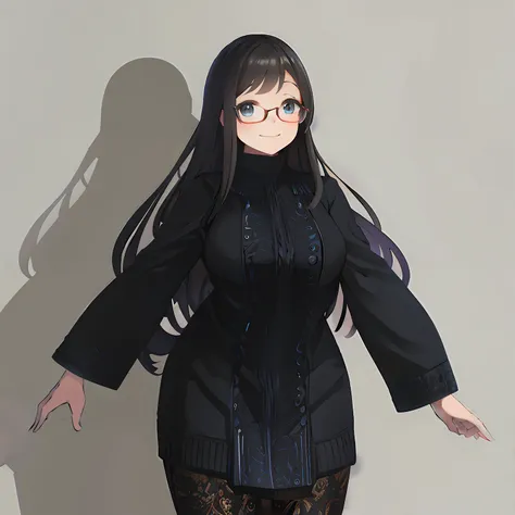 anime - style image of a woman with long hair and glasses, anime moe artstyle, smooth anime cg art, fullbody portrait, anime ful...