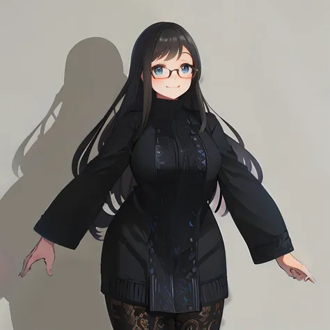 anime - style image of a woman with long hair and glasses, anime moe artstyle, smooth anime cg art, fullbody portrait, anime ful...