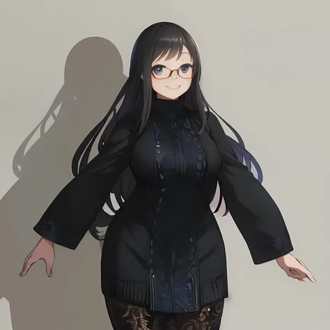 anime - style image of a woman with long hair and glasses, anime moe artstyle, smooth anime cg art, fullbody portrait, anime ful...