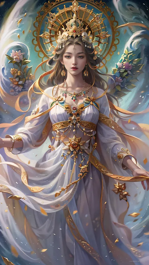 ((best quality)),offcial art，extremely detailed,look at the masterpiece，a detailed and realistic depiction of the sacred maiden ...