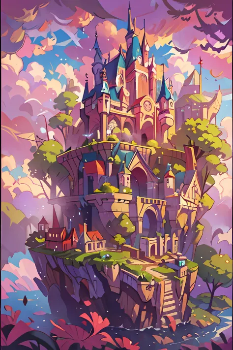 "a majestic floating castle in an enchanting dreamscape."