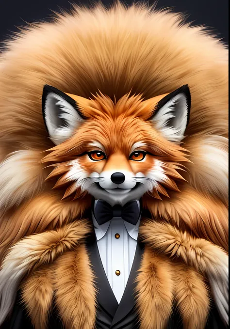 tmasterpiece，（detal face），（details fluffy fur），detailed characters，animal focus， furry fox, human fox, anthropomorphic fox, hair...