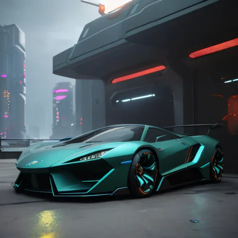 (( futuristic cyberpunk car )) ((Realistic Lighting, Best Quality, 8K, Masterpiece:1.3)), Focus:1.2,Slim Abs:1.1, ,(Outdoor, Seaside: 1.1), City Street, Fine Eyes,