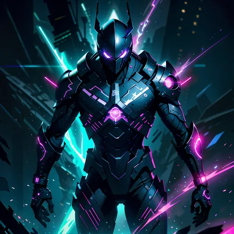 стиль ghost blade, hero of the night, glowing lights, the stars, dark purple background, 8 k, photorealistic, hyper-detailing, u...