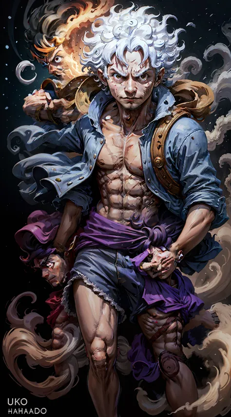 Ultradetalhado, realista, superdetalhado, 8k, 4k, monkey d luffy cabelo branco, supercolor