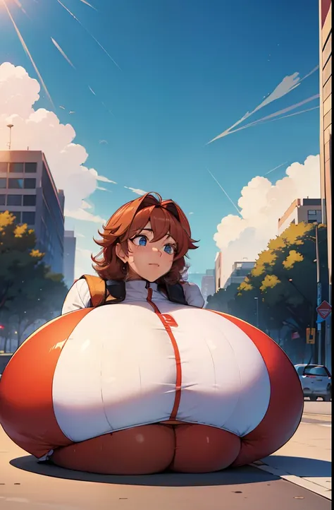 mother becomes inflatable at the request of the son and the son asks the mother if she can get big