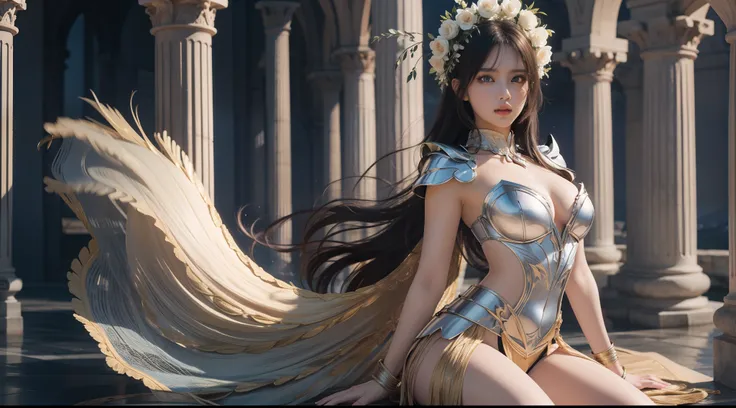 (Extremely detailed Cg Unity 8K wallpaper,Masterpiece, Best quality, Ultra-detailed, Beautiful detailed eyes:1.2),Best illumination, (Best shadow, An extremely delicate and beautiful, full bloom), 1girll,Solo,Large breasts,Heavy armor,complex patterns,Long...
