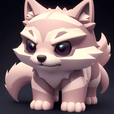 tiny and cute isometric wolf emoji, soft smooth lighting, with soft pastel colors, 3d icon clay rendering, lente de 120 mm, 3d b...