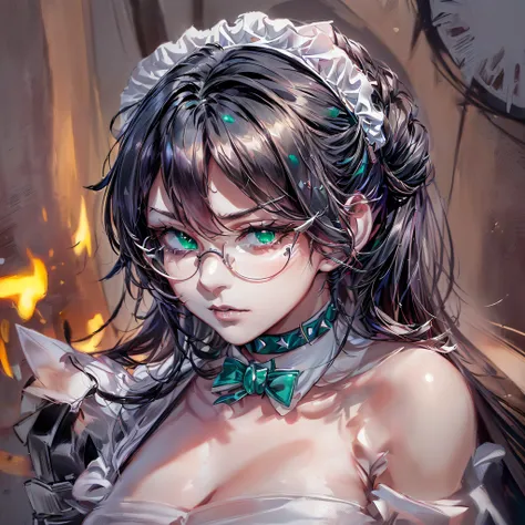 (1girl, yuri alpha:1.0), (anime overlord:2.0), (solo:1.4), (maid dress), (low-key), (64k, UHD, Raw photo, highes, Best Quality, mastepiece:2.0), (Ultra-fine depiction of details:3.0), (a serious, loyal, hard-working maid head, the vice-captain of the "Plei...